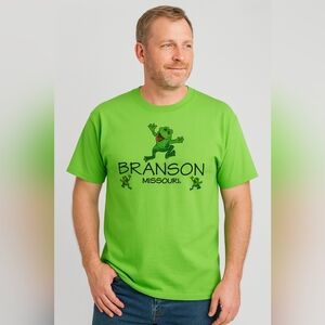 Hh) Vintage Branson Missouri Frog Graphic Tee – Fruit of the Loom Heavy Cotton –